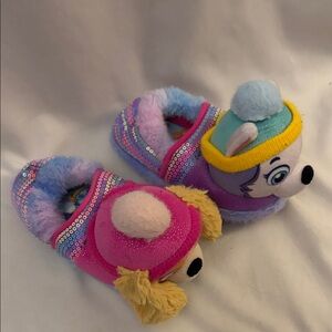Paw Patrol Girls Pink Purple Plush Slippers with Sequins
